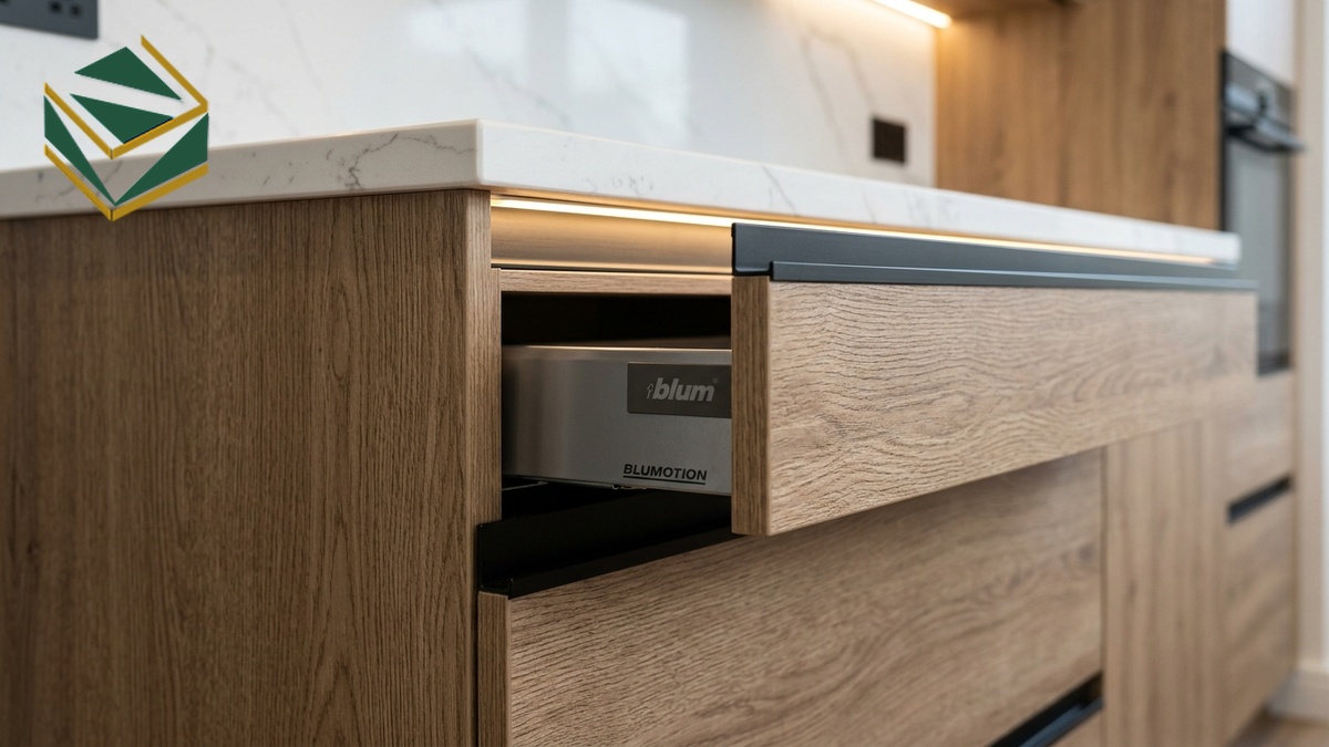 Chi tiet be mat van go chong tray cua tu bep laminate lm 1040