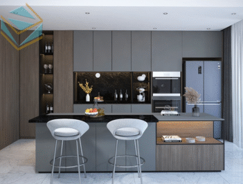 Thiết kế âm tường giúp che khuyết điểm, mang lại bếp liền mạch và sạch sẽ.