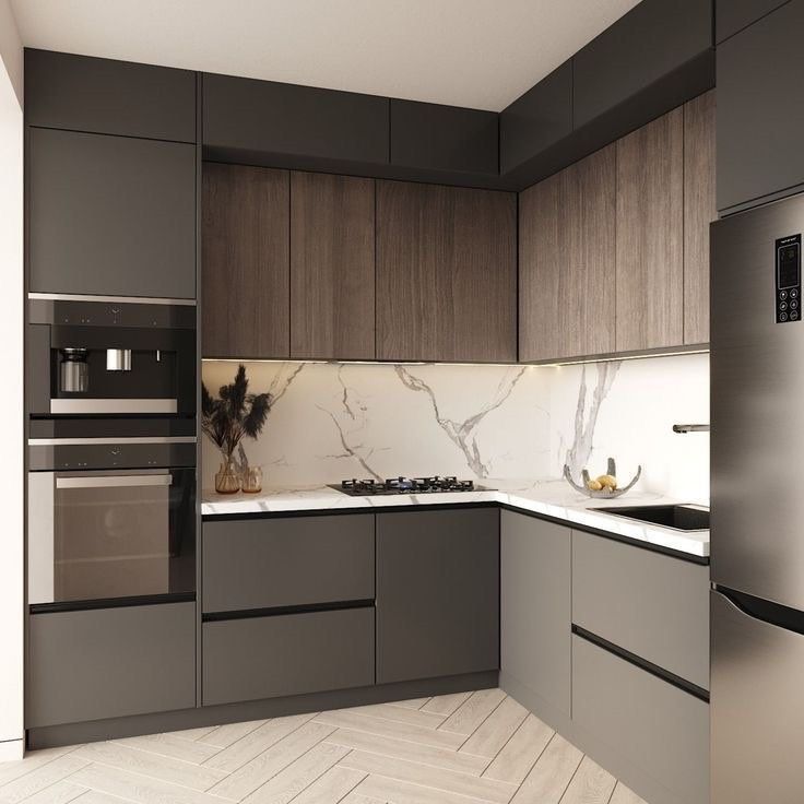Tủ bếp minimal đơn sắc giúp tạo ra không gian ấm cúng, tinh gọn và sang trọng.