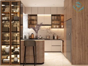 Thiết kế tủ bếp có quầy bar mang lại sự tiện nghi, hiện đại và tối ưu không gian sống.