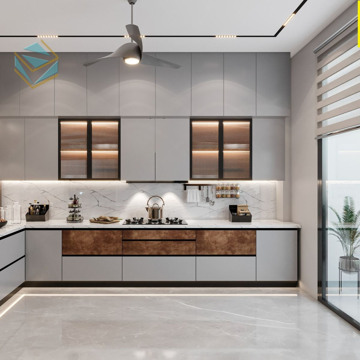 Giải pháp tủ bếp êm ái với hệ thống phụ kiện giảm chấn, giúp vận hành nhẹ nhàng và bền bỉ.