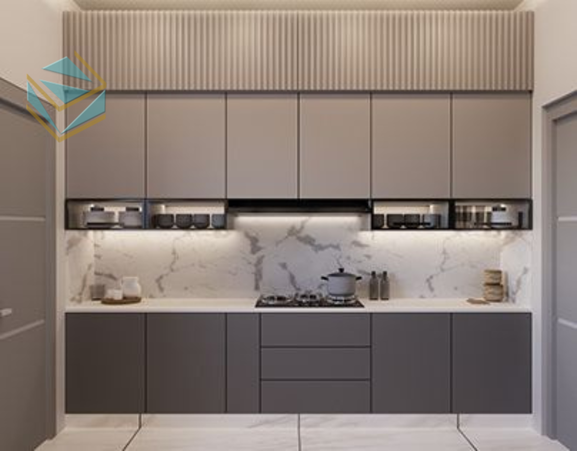 Mẫu tủ bếp thanh lịch, dễ kết hợp với nhiều không gian khác nhau.