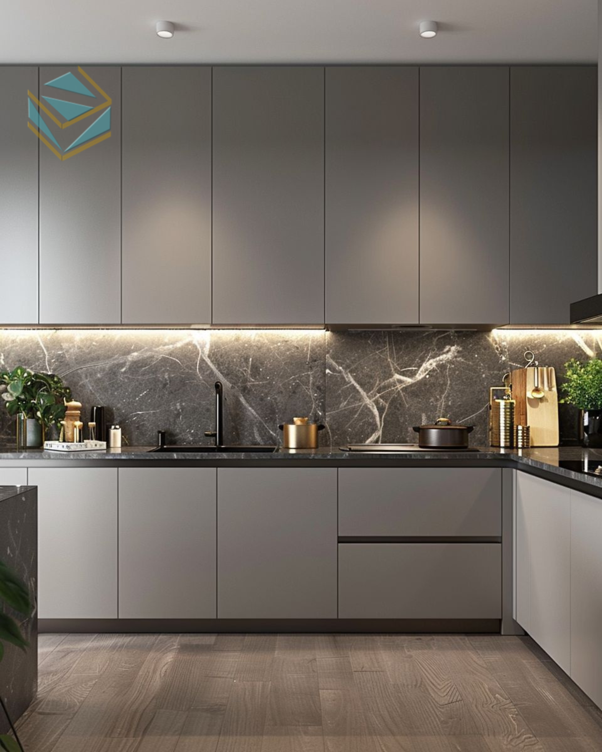 Thiết kế tủ bếp tối giản, loại bỏ chi tiết thừa, giữ lại nét thanh lịch tinh tế.