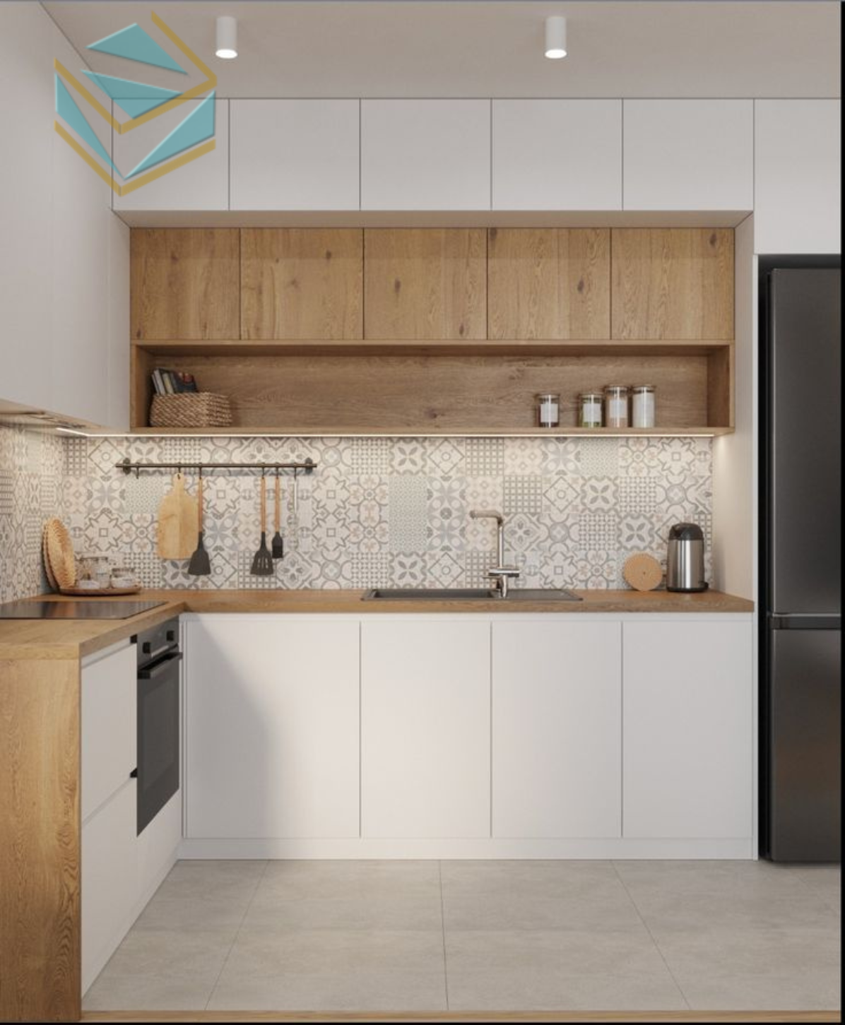 Tay nắm đồng cổ điển trên nền gỗ tự nhiên mang lại sự kết hợp hài hoà giữa hiện đại và hoài niệm.