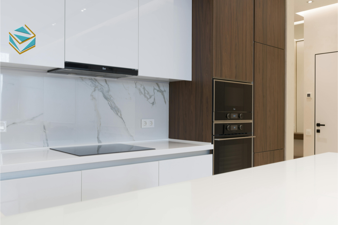 Tủ bếp phong cách minimalism giúp không gian bếp trở nên thanh thoát, gọn gàng và đậm chất thẩm mỹ.