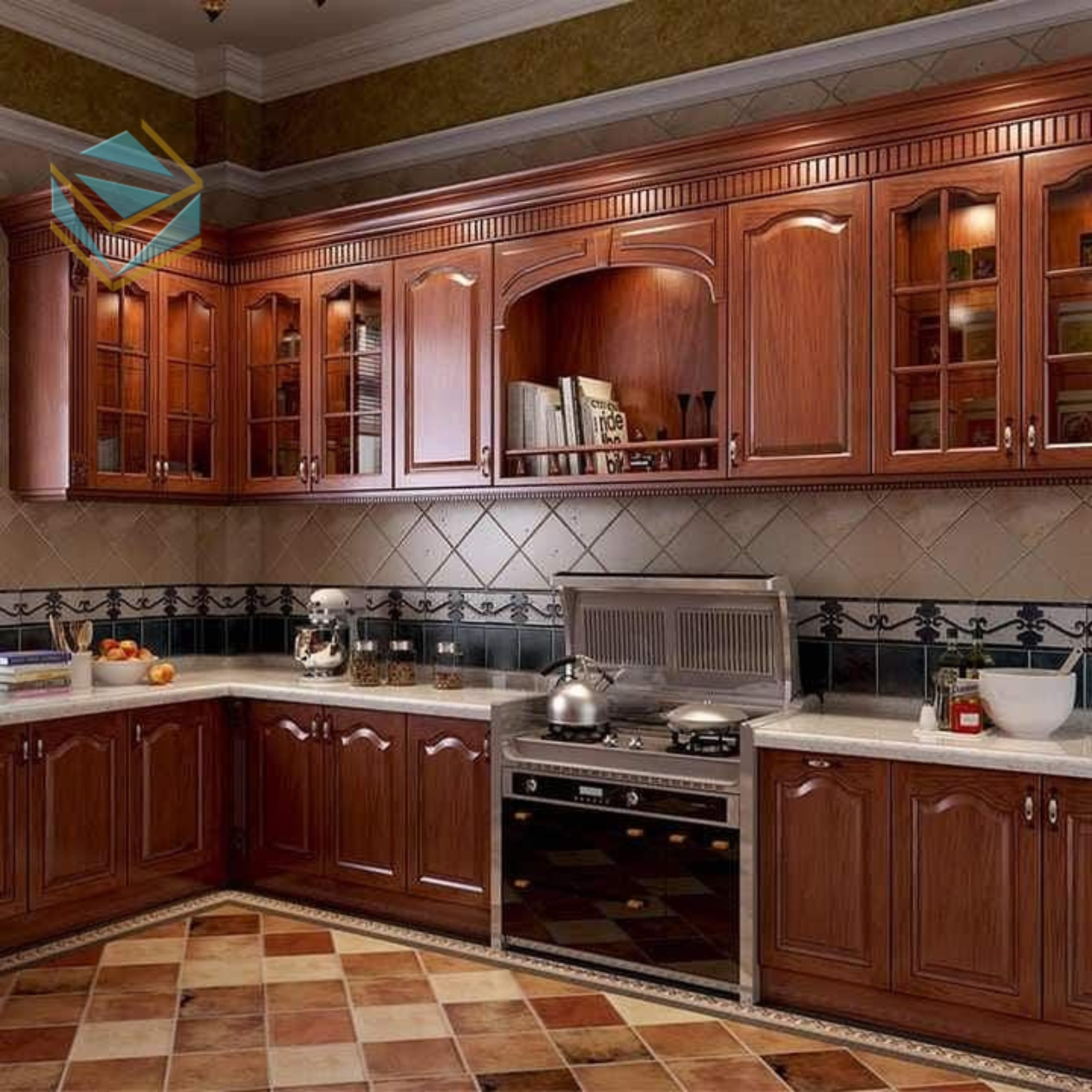 Tủ bếp gỗ sồi tự nhiên với màu sắc ấm áp tạo cảm giác gần gũi, phù hợp với lối sống gia đình Việt.