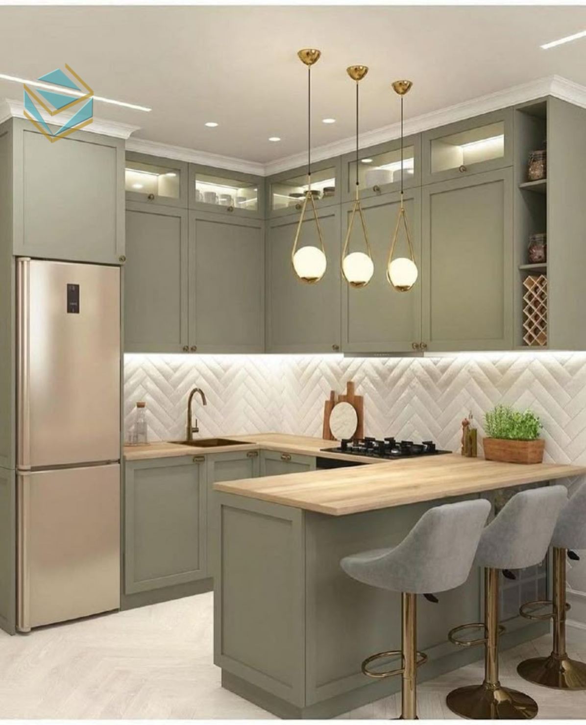 Vật liệu gỗ công nghiệp chống ẩm kết hợp thiết kế chữ U, mang lại sự tiện dụng lâu dài.
