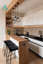 Mẫu tủ bếp có quầy bar mini mang hơi thở châu Âu, vừa đẹp vừa nâng tầm trải nghiệm sống hiện đại.