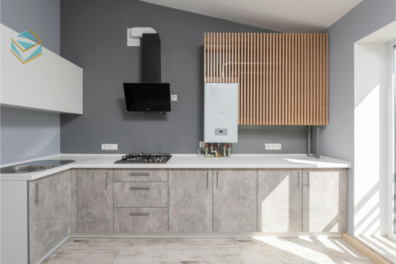 Thiết kế tủ bếp hiện đại với hệ tủ thông minh, giúp tối ưu diện tích và giữ vẻ đẹp lâu dài.