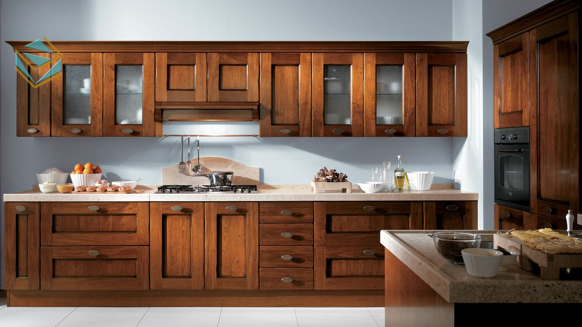 Tủ bếp gỗ sồi nổi bật với độ cứng chắc, hạn chế cong vênh, rất phù hợp với khí hậu Việt Nam.