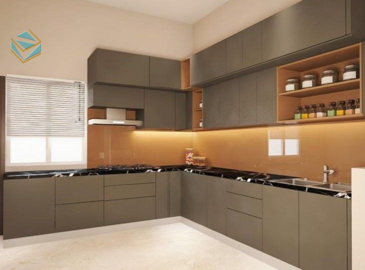 Khi thiết kế tủ bếp, KTS chú trọng tỷ lệ chiều cao để vừa tiện dụng vừa mang tính thẩm mỹ cao.