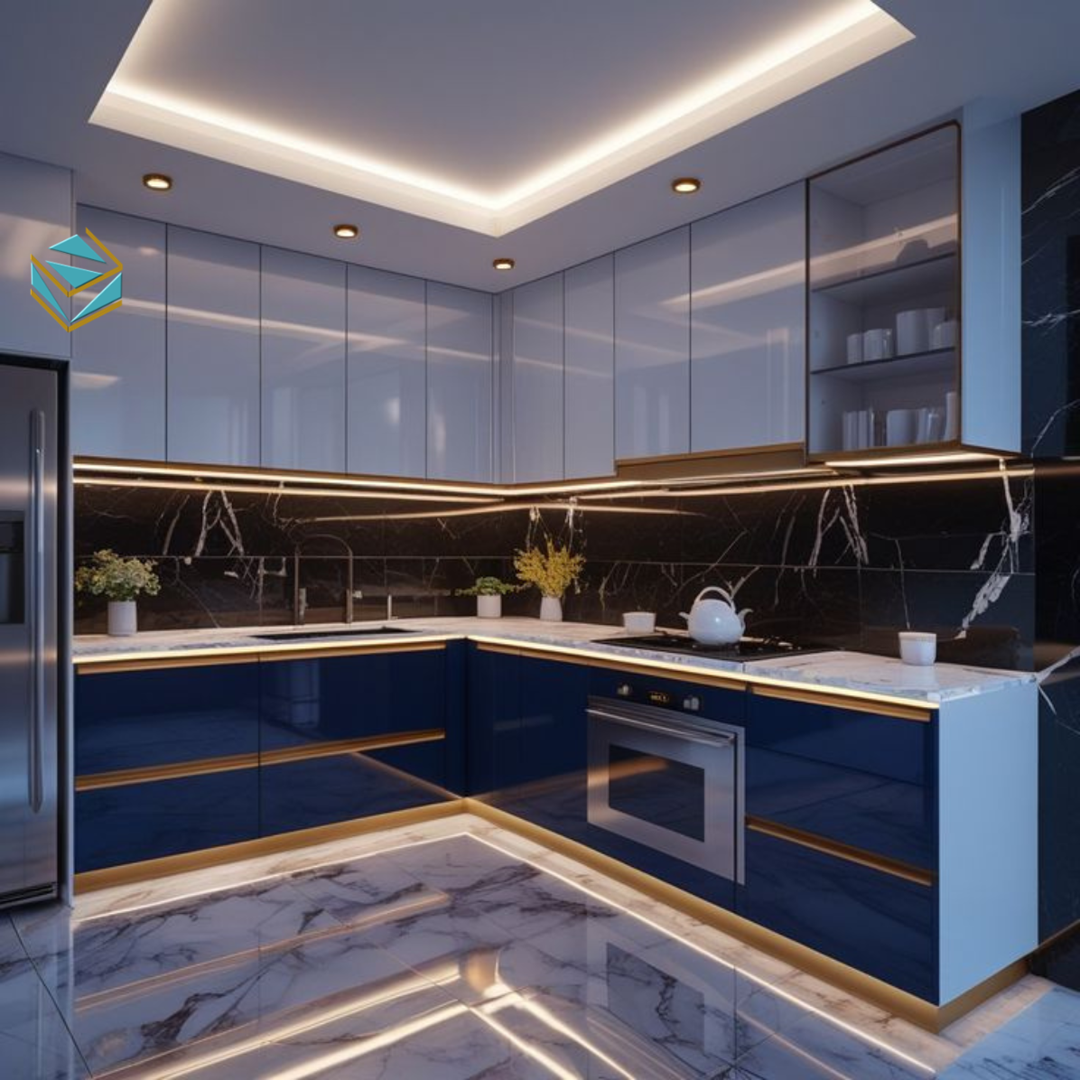 Thiết kế chữ L giúp tận dụng góc bếp hiệu quả, dễ di chuyển, phù hợp các không gian bếp nhỏ hiện nay.