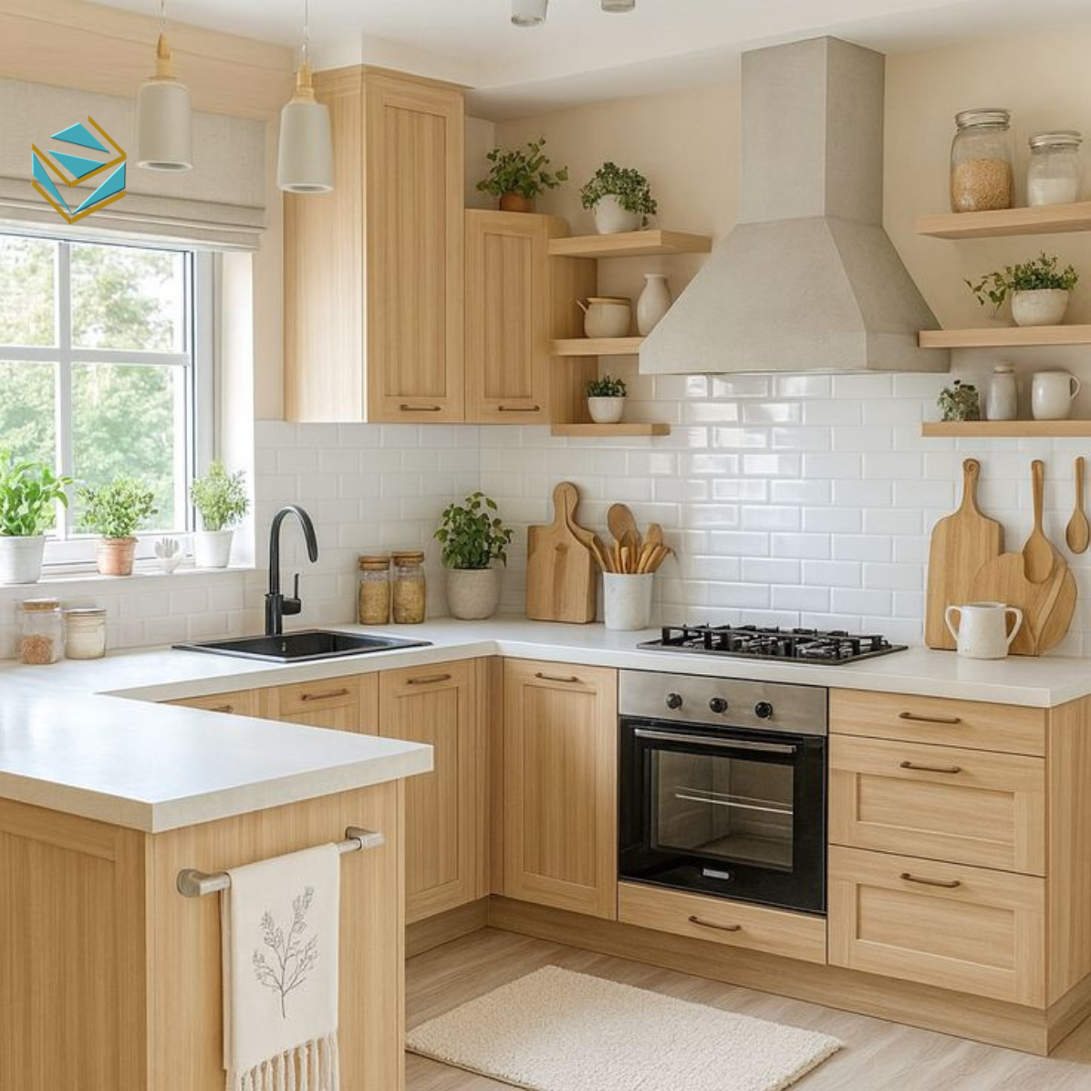 Đảo bếp hỗ trợ sơ chế, thêm ngăn kéo và chỗ ngồi, mở rộng mặt bàn chức năng.