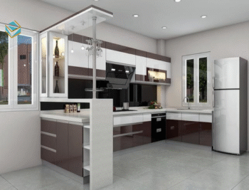 Cánh mở rộng và hệ ray chịu lực chứa thực phẩm khô, nồi chảo gọn gàng.