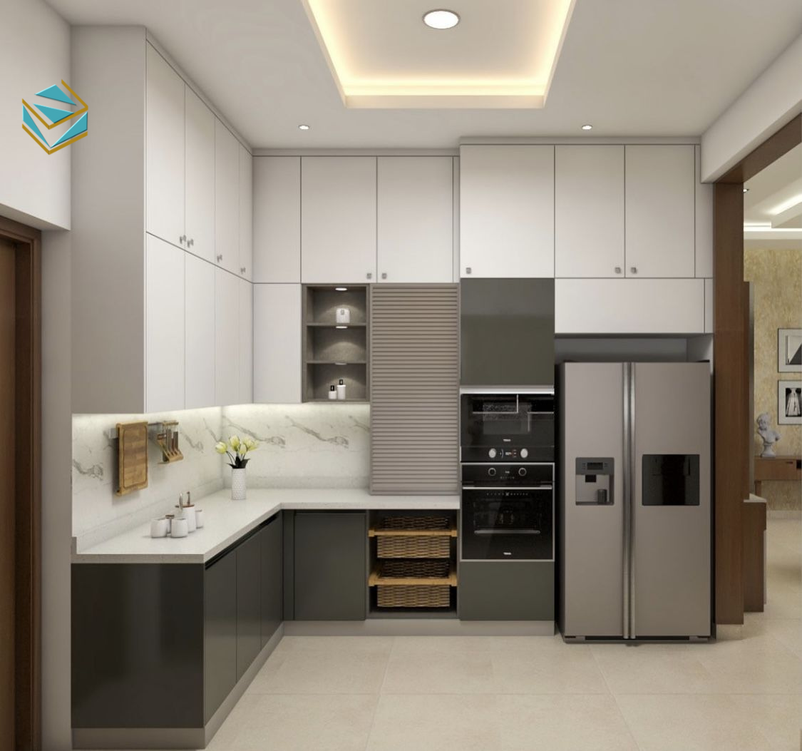 Hình ảnh khay chia dụng cụ bếp bằng gỗ hoặc nhựa ABS giúp sắp xếp ngăn nắp.