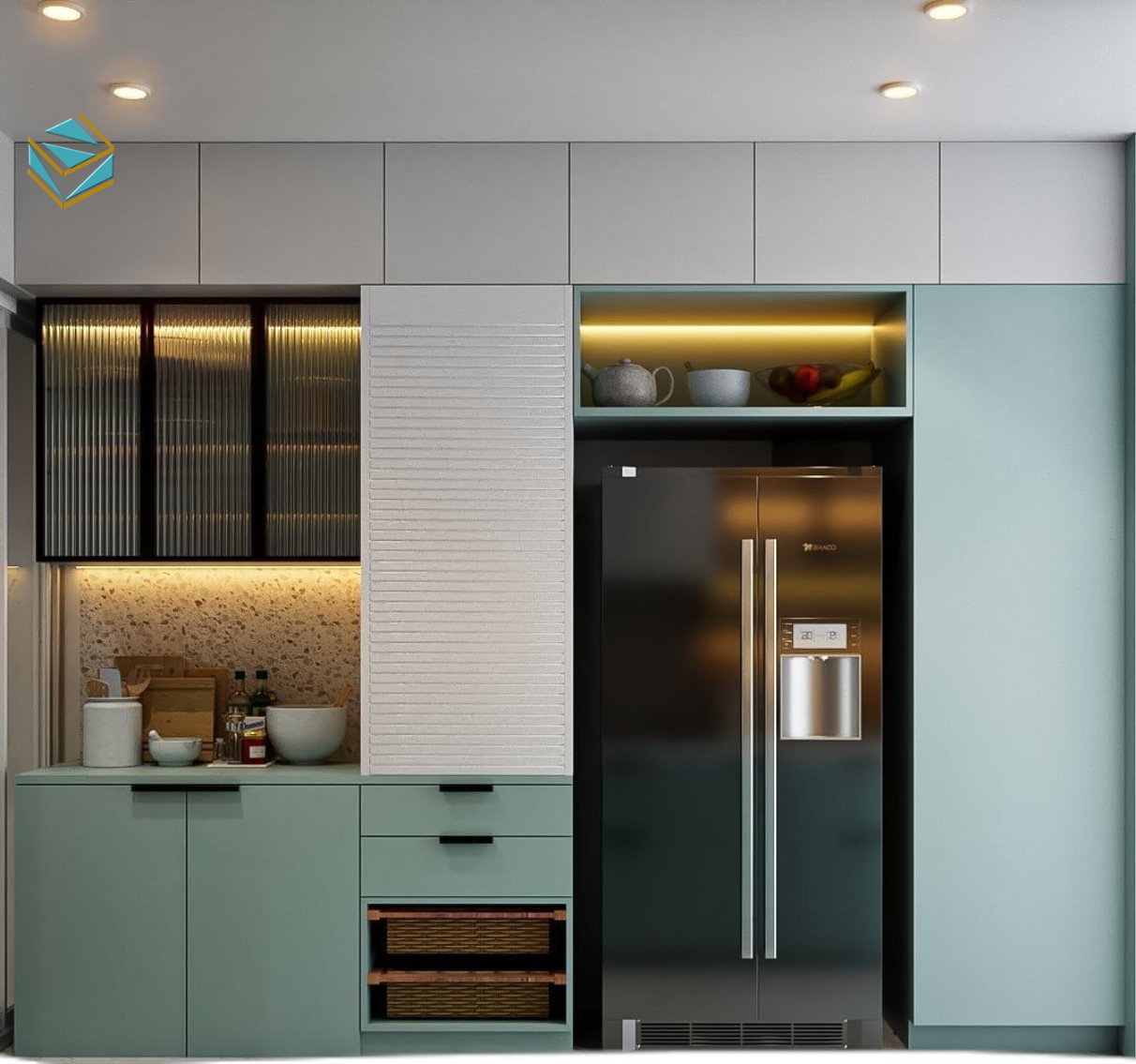 Kết hợp giữa thẩm mỹ và công năng, mẫu tủ bếp này mang đến trải nghiệm sống hiện đại và tinh tế.