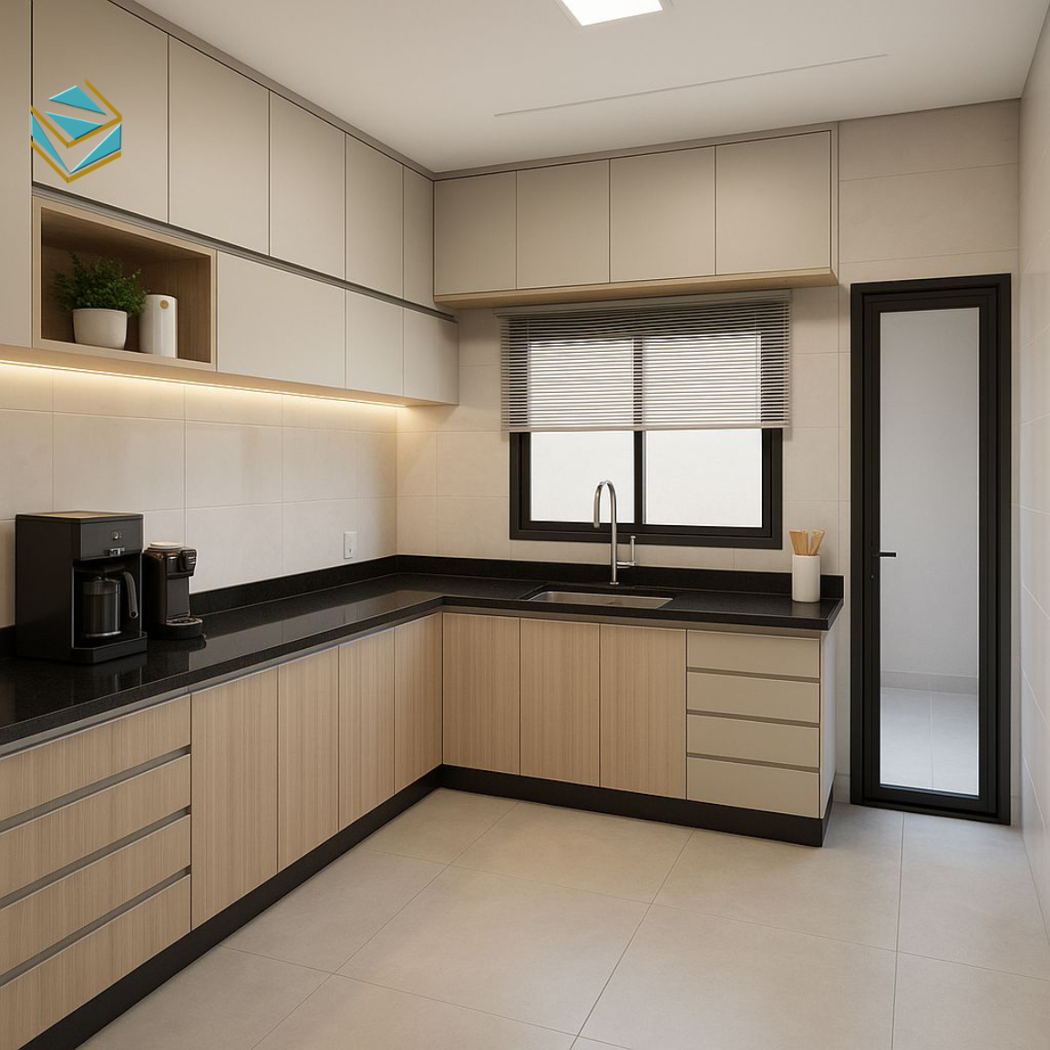 Sự hòa quyện giữa gỗ tự nhiên và đá granite, marble mang đến vẻ đẹp vượt thời gian cho căn bếp.