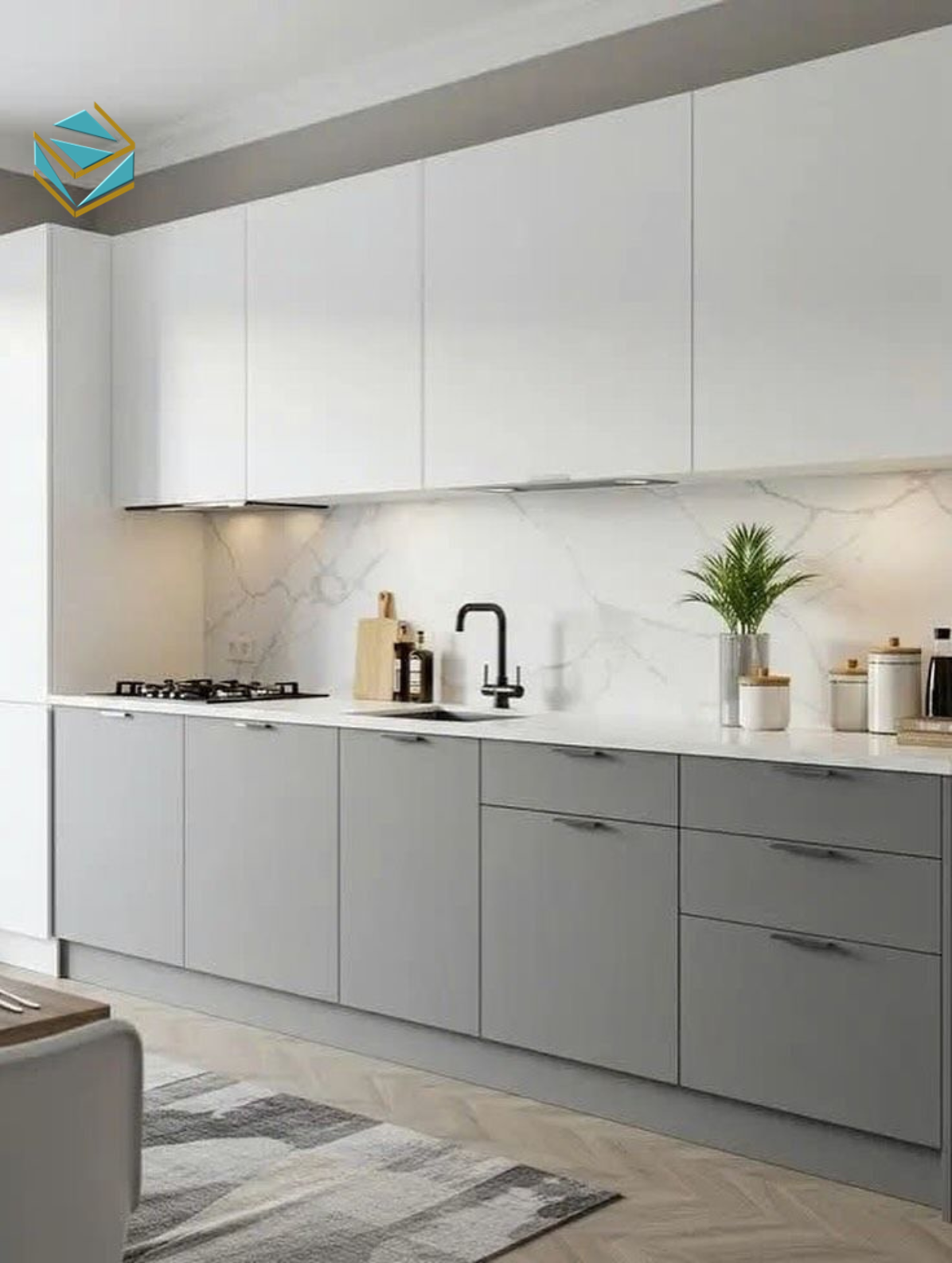 Cấu trúc MDF xanh và thùng inox giúp hạn chế thấm nước, tăng tuổi thọ tủ bếp đáng kể.