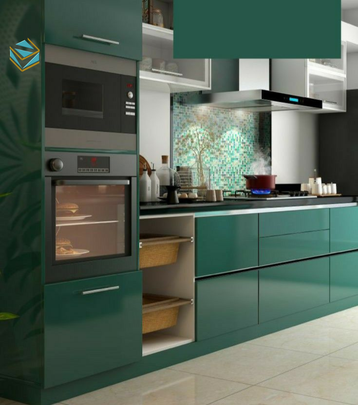 Hệ thống ray trượt, ngăn kéo, góc xoay được thiết kế thông minh, hỗ trợ người nội trợ hiệu quả.
