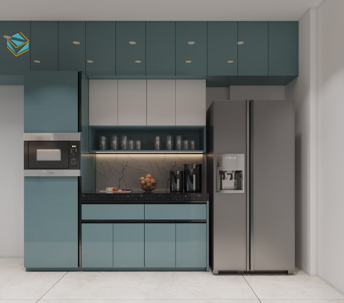 Lấy cảm hứng từ phong cách Bắc Âu, tủ bếp tối giản giúp căn bếp nhẹ nhàng, thoáng đãng mà vẫn đầy đủ tiện nghi.