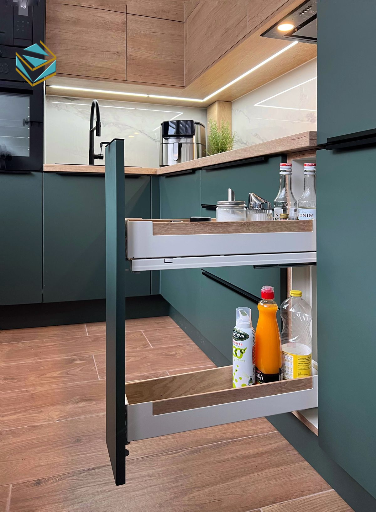 Chất liệu MDF lõi xanh chống ẩm kết hợp Acrylic bóng gương tạo nên vẻ đẹp sang trọng và bền bỉ.