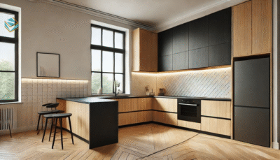 Tủ bếp MDF dễ kết hợp nhiều loại bề mặt hoàn thiện, mang lại tính thẩm mỹ cao và phù hợp nhiều phong cách như hiện đại, tối giản hay Scandinavian.