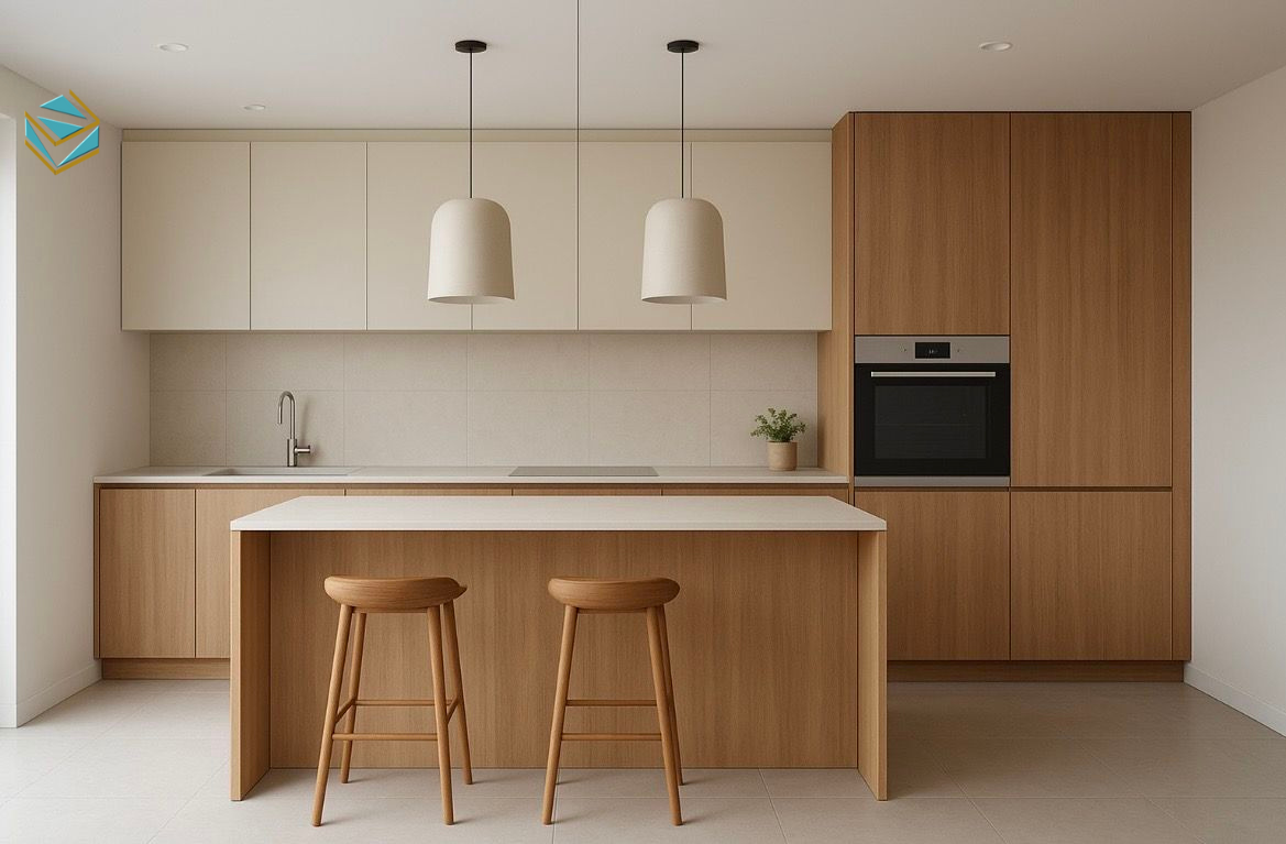 Tủ bếp chữ I là giải pháp tối ưu cho bếp nhỏ, căn hộ mini, giúp bố trí khoa học mà vẫn đảm bảo đầy đủ công năng sử dụng.