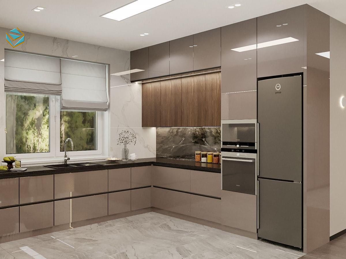 Ảnh cho thấy bề mặt tủ Melamine chống trầy, mang lại hiệu ứng thẩm mỹ cao và độ bền ổn định trong nhiều năm.