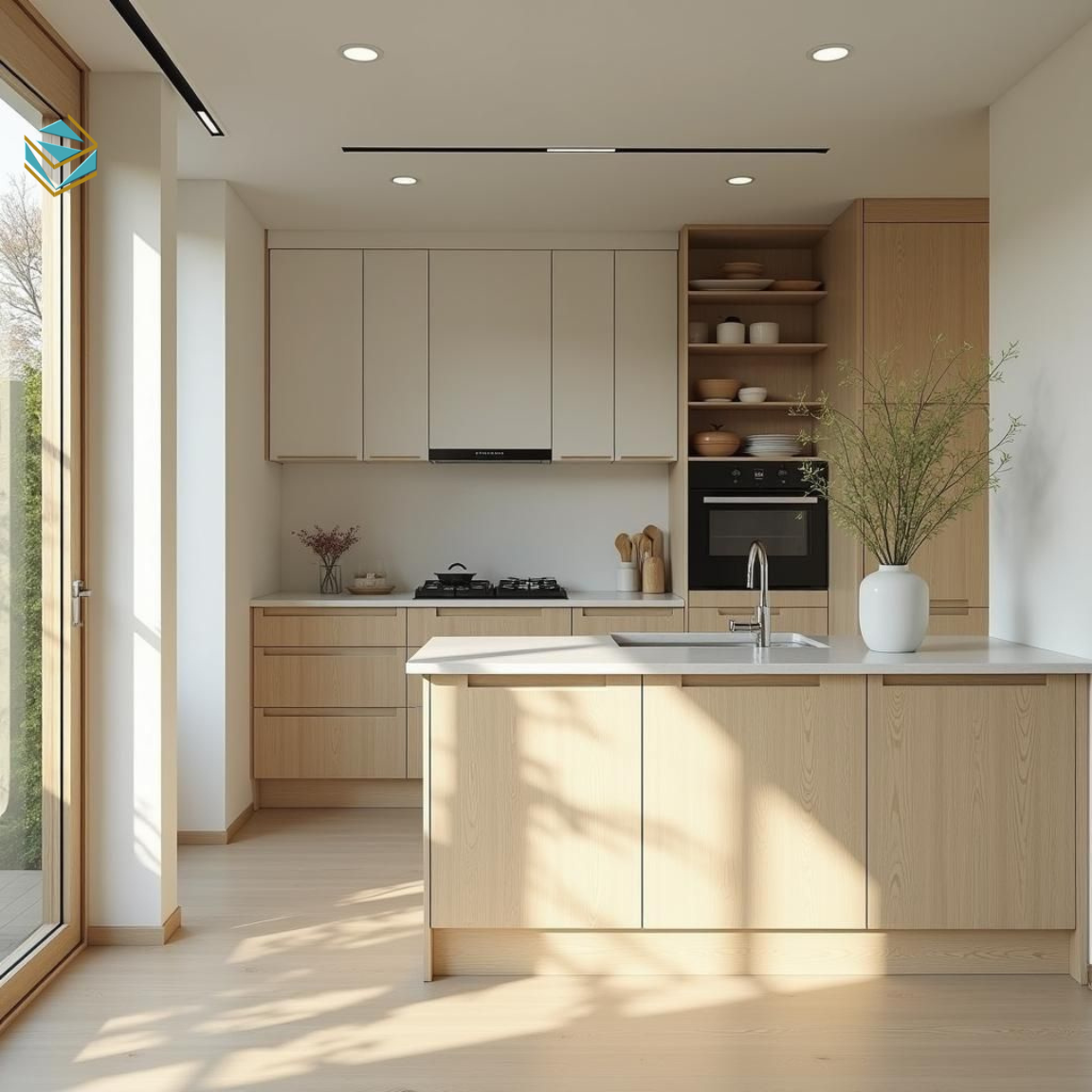 Hình ảnh so sánh tủ bếp gỗ công nghiệp với tủ bếp nhựa giúp người dùng hiểu rõ ưu nhược điểm từng loại.