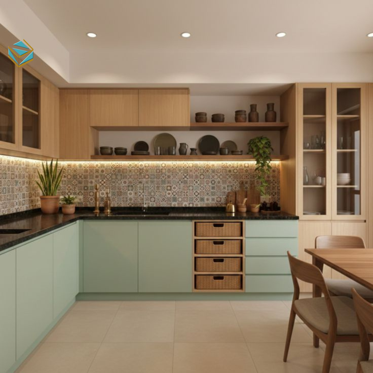 Thiết kế tủ bếp cho gia đình có trẻ nhỏ chú trọng độ bền, an toàn và công năng phù hợp sinh hoạt gia đình.