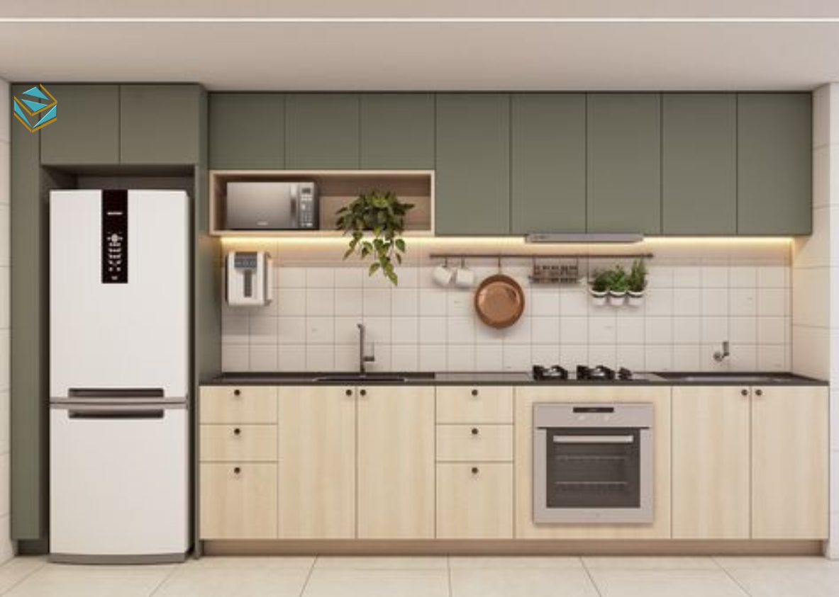 Thiết kế tủ bếp theo phong cách tối giản, phù hợp gia đình bận rộn và ít sử dụng bếp.