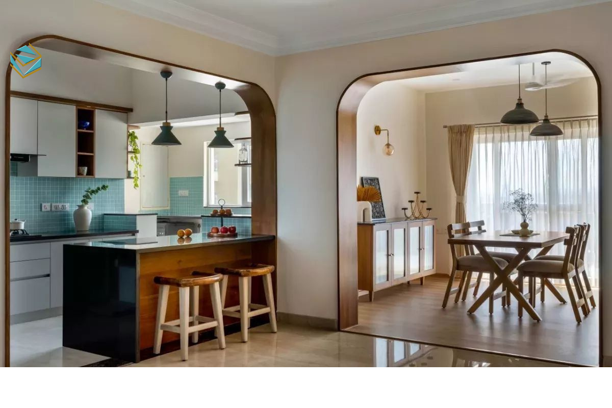 Tủ bếp cho gia đình có trẻ nhỏ được điều chỉnh chiều cao hợp lý, giảm rủi ro khi trẻ tiếp cận.