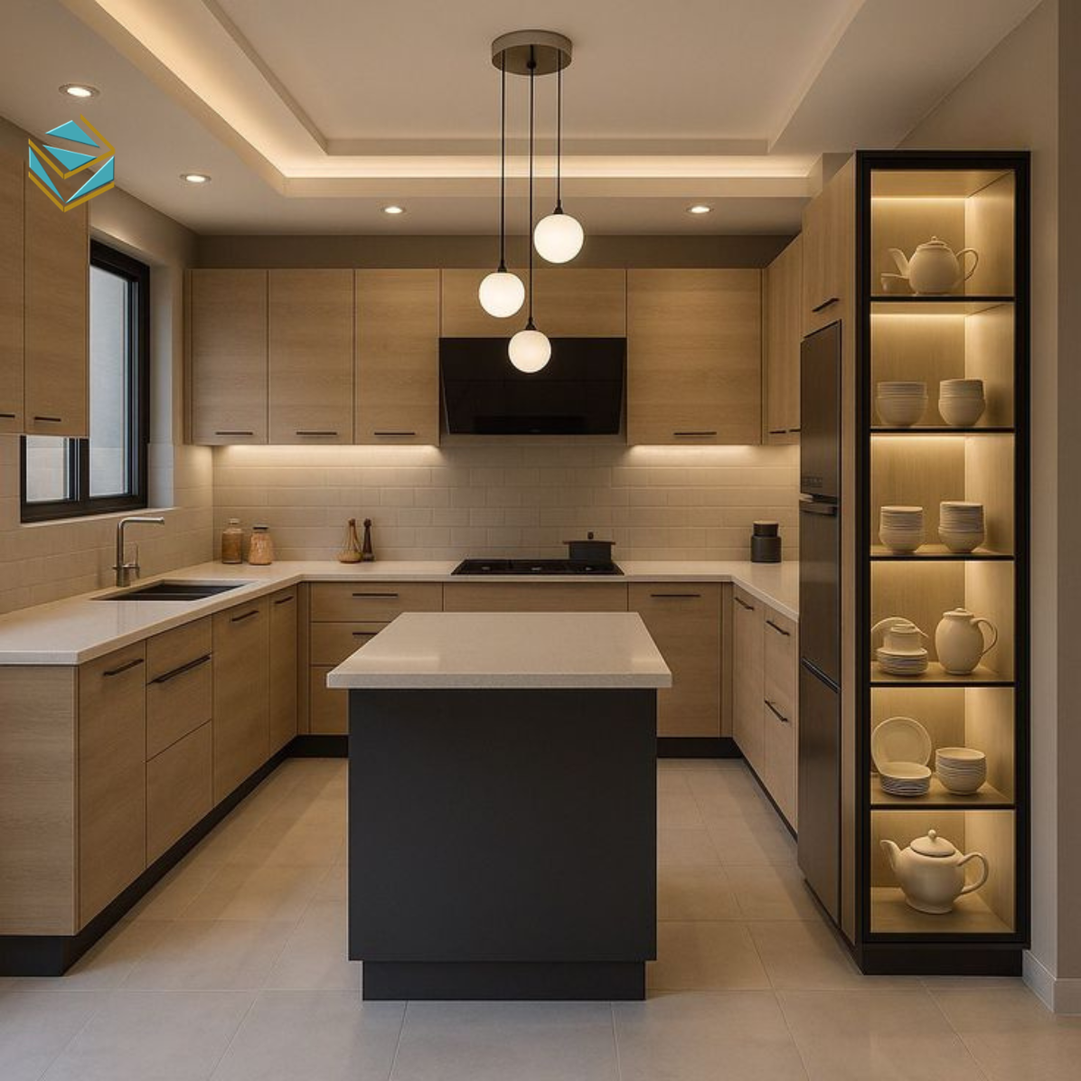 Thiết kế tủ bếp gỗ công nghiệp chữ L nếu không xử lý góc hợp lý sẽ tạo ra khu vực đọng bẩn lâu ngày.