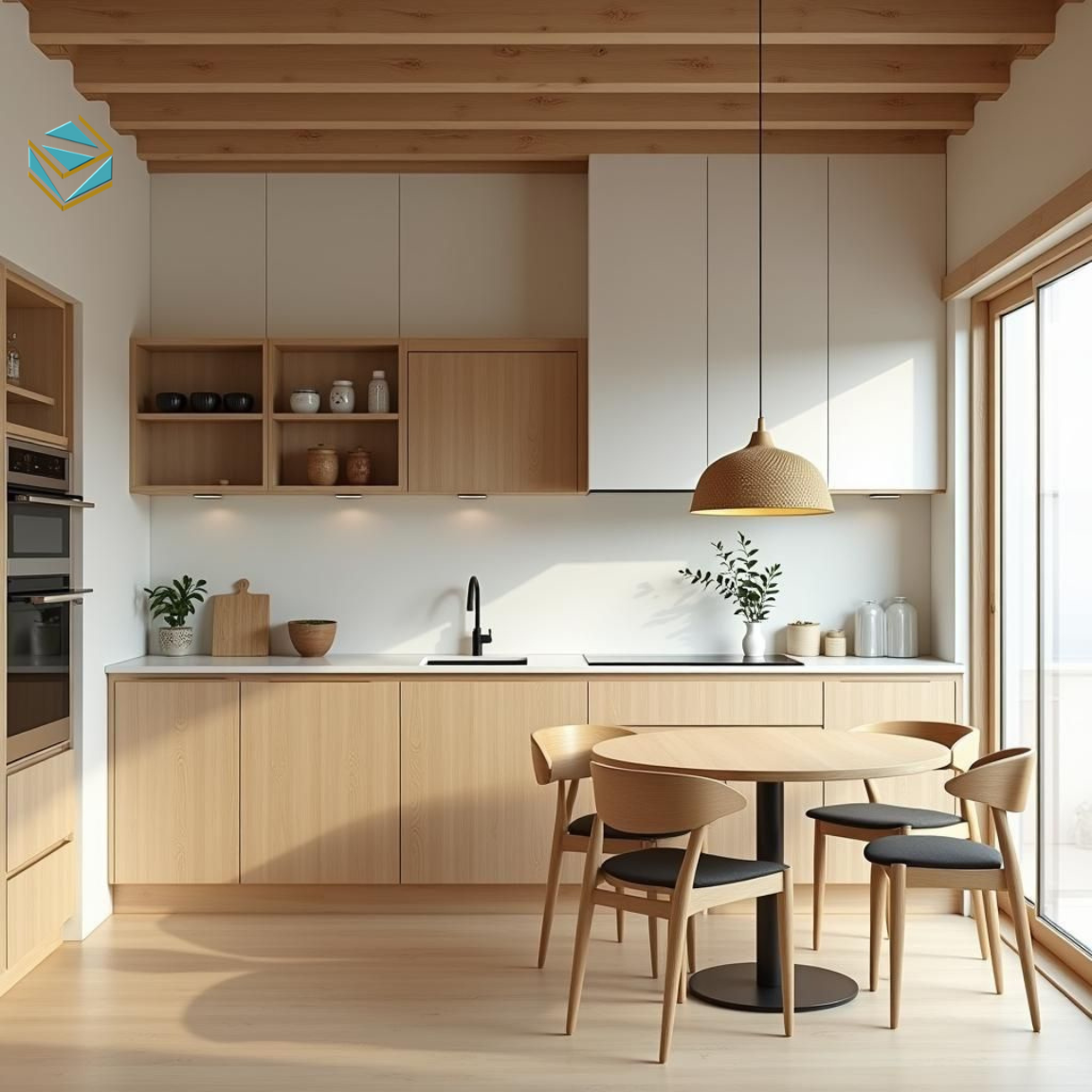 Bề mặt tủ bếp gỗ công nghiệp dễ lau chùi giúp giữ bếp khô ráo, giảm điều kiện phát triển của mối mọt.