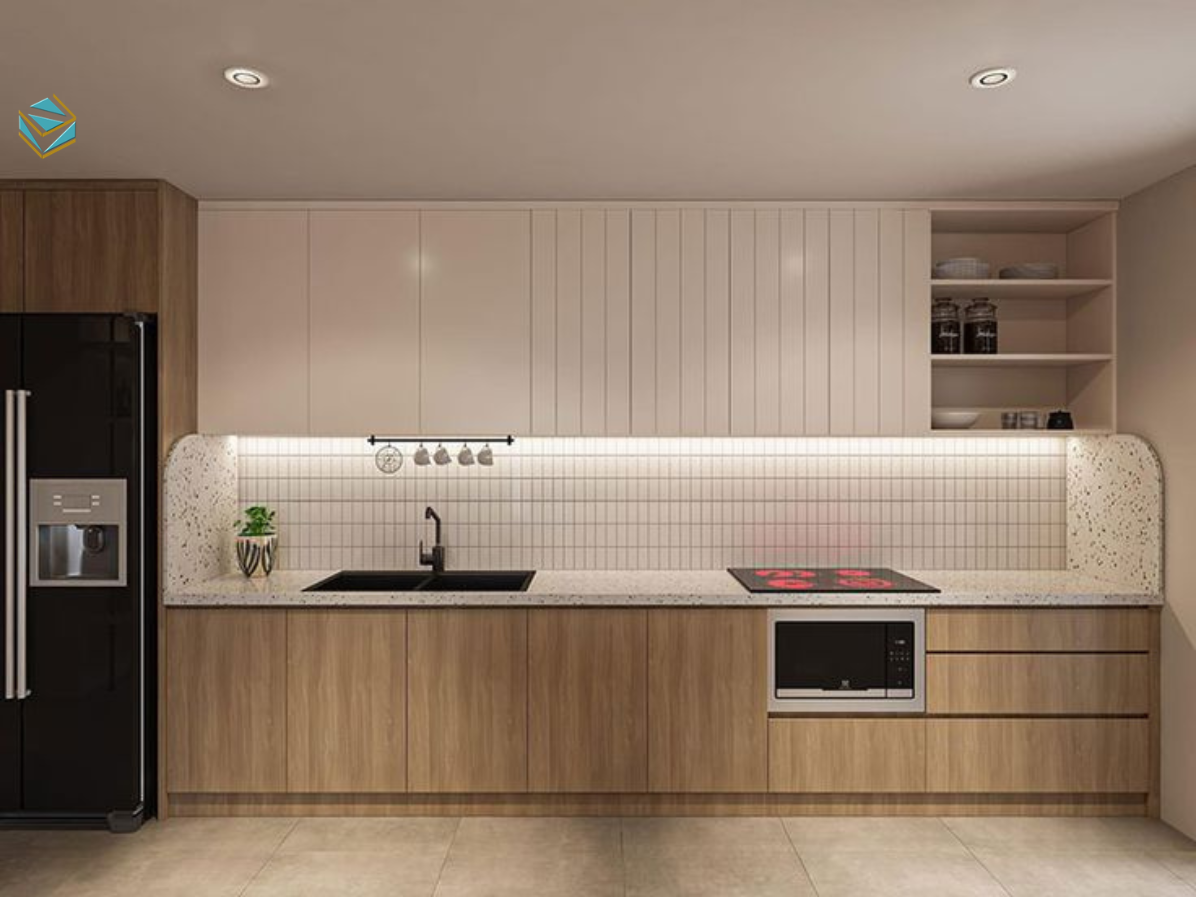 Mẫu thiết kế tủ bếp chú trọng thẩm mỹ và công năng sử dụng. Thi công tủ bếp trọn gói giúp đảm bảo tiến độ và chất lượng hoàn thiện.