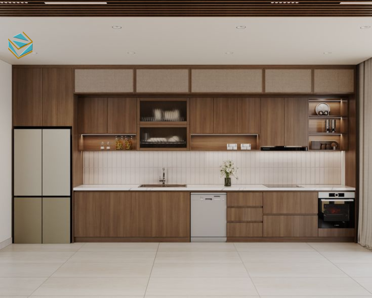 Bên cạnh thẩm mỹ, bản lề xuống cấp ảnh hưởng công năng. Thay phụ kiện giảm chấn giúp tủ bếp vận hành êm ái hơn.