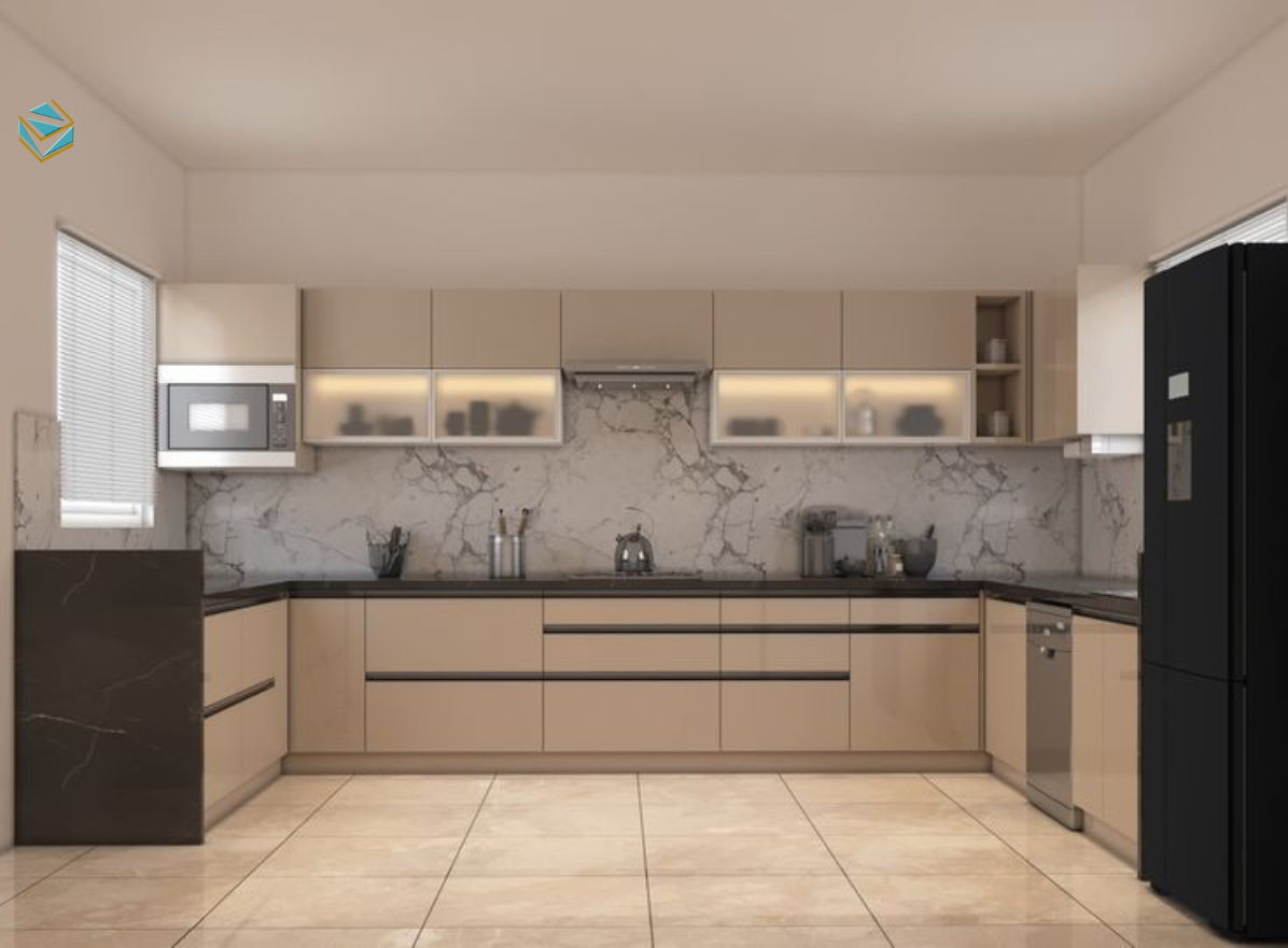 Mẫu tủ bếp gỗ công nghiệp MDF thiết kế hiện đại, phù hợp không gian tủ bếp nhà phố.