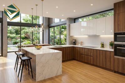 mẫu tủ bếp gỗ công nghiệp cao cấp an cường chữ u hiện đại tphcm