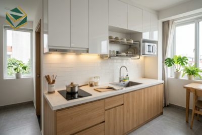 Mẫu tủ bếp nhỏ đẹp TPHCM cho nhà cấp 4 và căn hộ studio