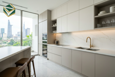 Tủ bếp sơn 2K cao cấp đẹp hiện đại báo giá xưởng Nam Việt